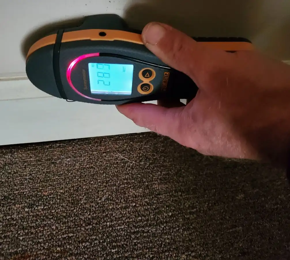 Moisture detection at baseboard during Burst Pipe Cleanup in Siloam Springs